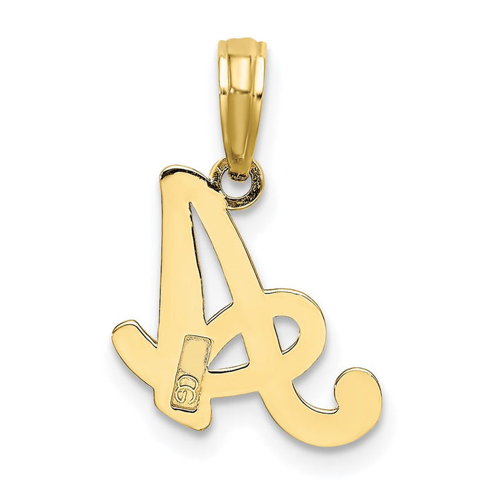 Million Charms 10K Yellow Gold Themed White Gold Themed Polished A Script Alphabet Letter Initial Charm