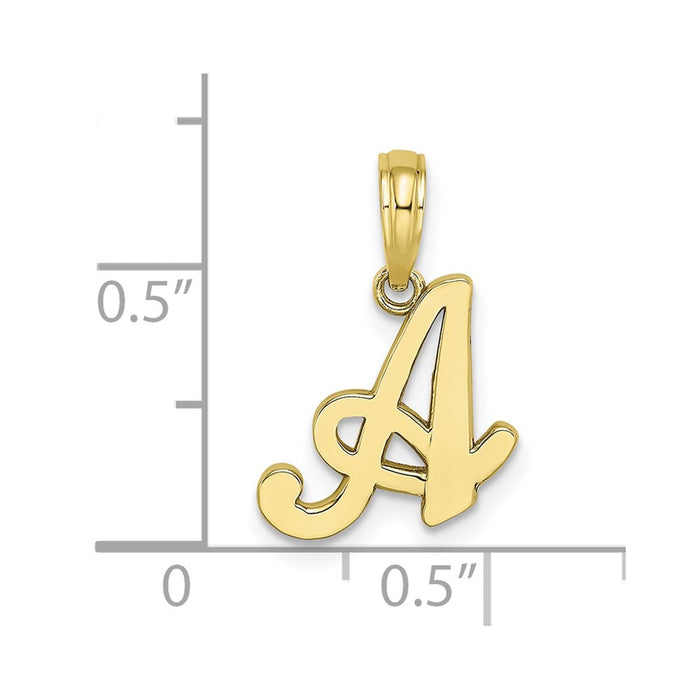 Million Charms 10K Yellow Gold Themed White Gold Themed Polished A Script Alphabet Letter Initial Charm