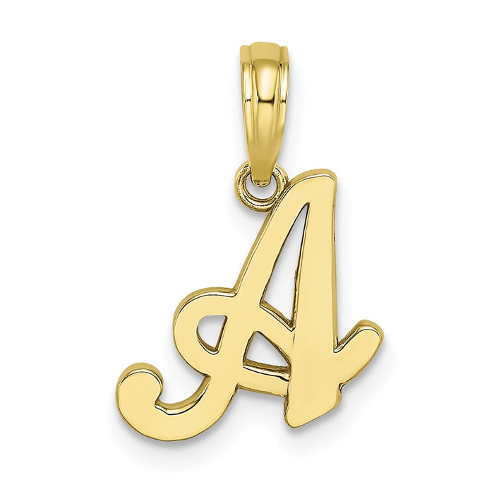 Million Charms 10K Yellow Gold Themed White Gold Themed Polished A Script Alphabet Letter Initial Charm