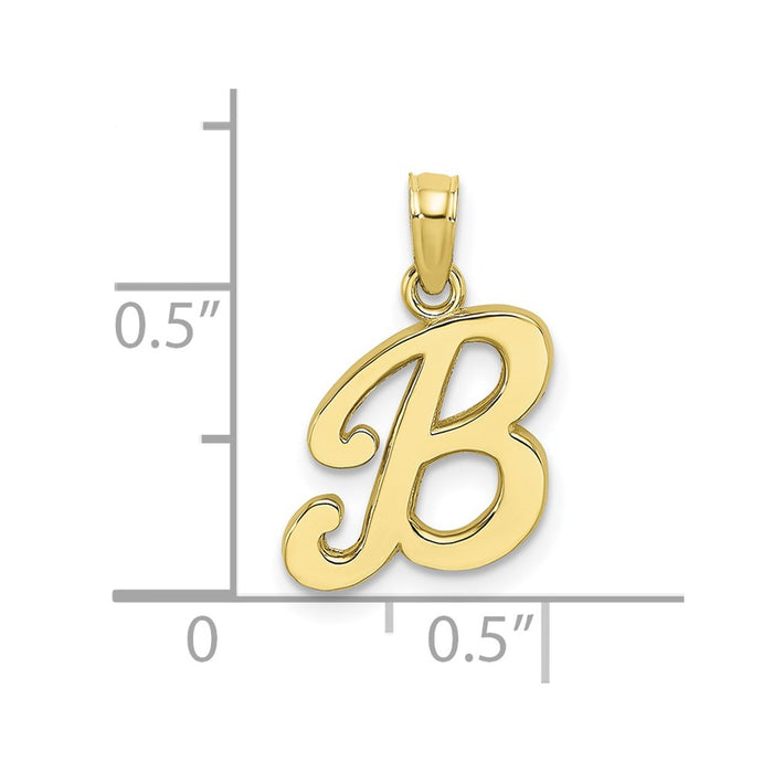 Million Charms 10K Yellow Gold Themed Polished B Script Alphabet Letter Initial Charm