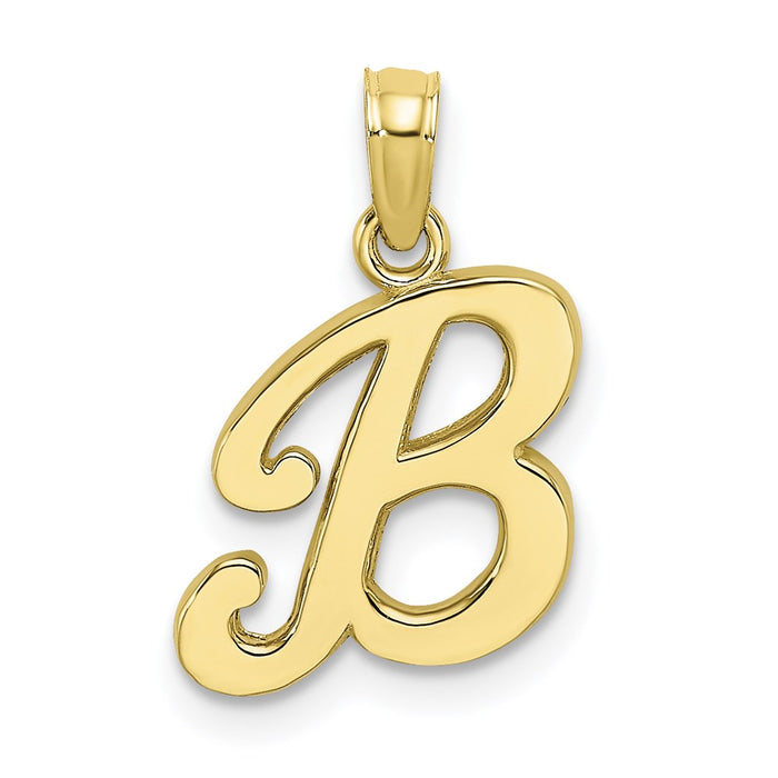 Million Charms 10K Yellow Gold Themed Polished B Script Alphabet Letter Initial Charm