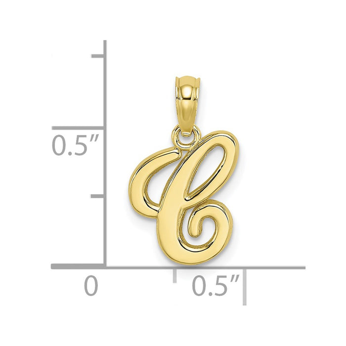 Million Charms 10K Yellow Gold Themed Polished C Script Alphabet Letter Initial Charm