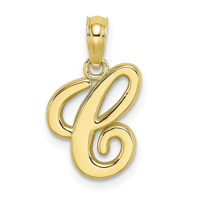 Million Charms 10K Yellow Gold Themed Polished C Script Alphabet Letter Initial Charm