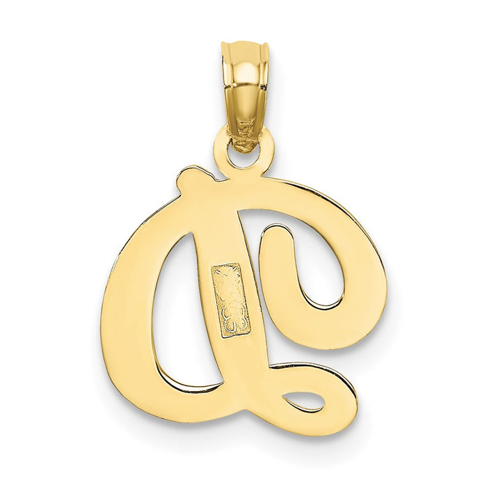 Million Charms 10K Yellow Gold Themed Polished D Script Alphabet Letter Initial Charm