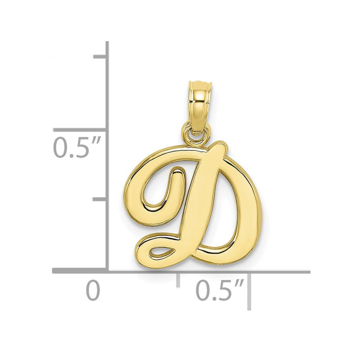 Million Charms 10K Yellow Gold Themed Polished D Script Alphabet Letter Initial Charm