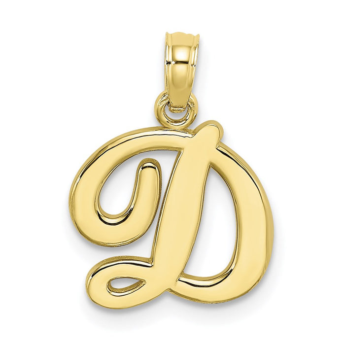 Million Charms 10K Yellow Gold Themed Polished D Script Alphabet Letter Initial Charm