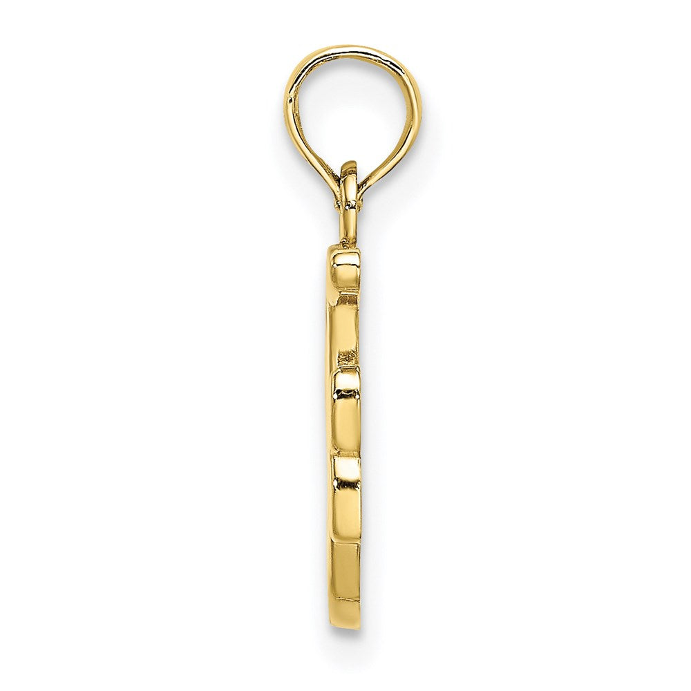 Million Charms 10K Yellow Gold Themed Polished F Script Alphabet Letter Initial Charm