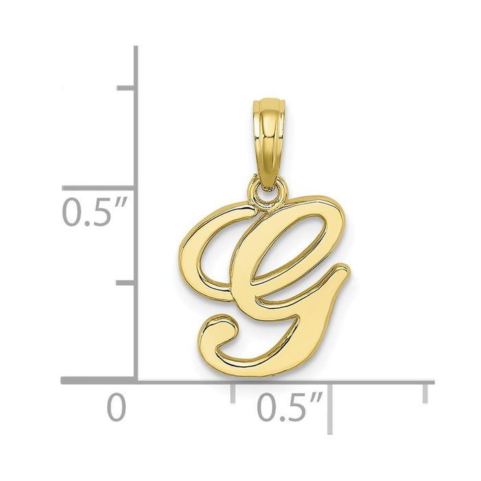 Million Charms 10K Yellow Gold Themed Polished G Script Alphabet Letter Initial Charm