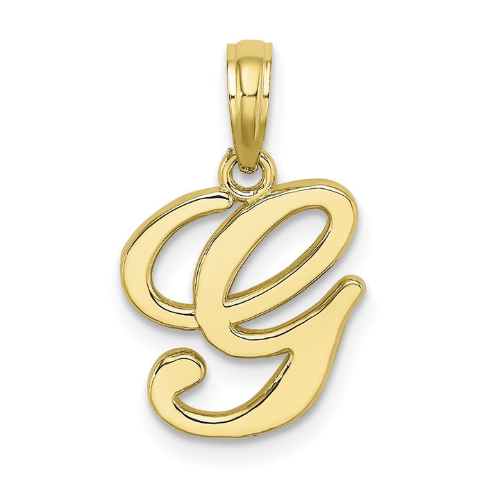 Million Charms 10K Yellow Gold Themed Polished G Script Alphabet Letter Initial Charm