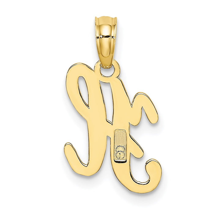 Million Charms 10K Yellow Gold Themed Polished H Script Alphabet Letter Initial Charm