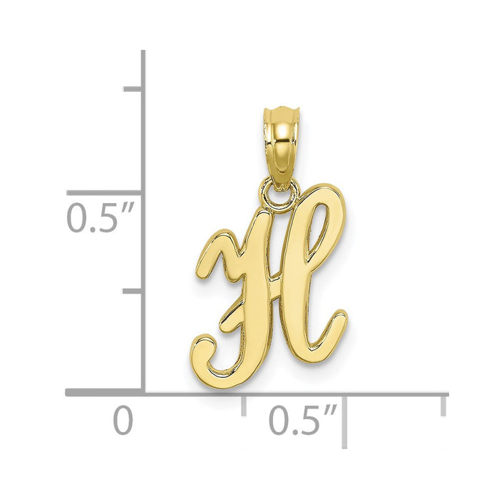 Million Charms 10K Yellow Gold Themed Polished H Script Alphabet Letter Initial Charm