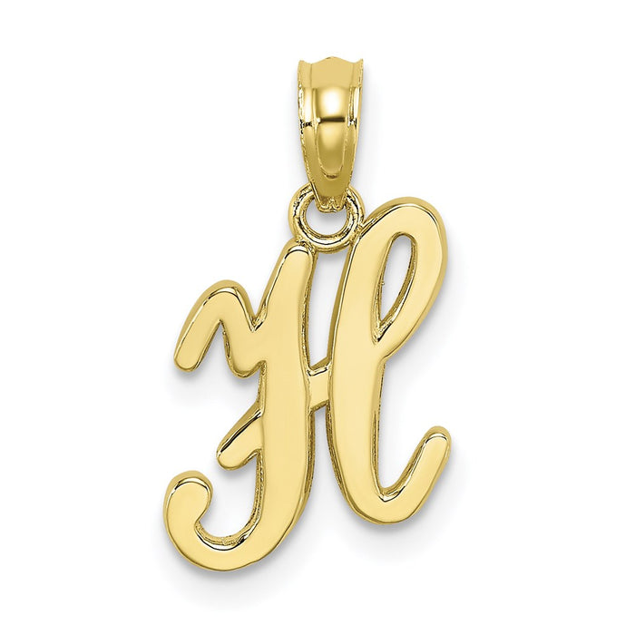 Million Charms 10K Yellow Gold Themed Polished H Script Alphabet Letter Initial Charm