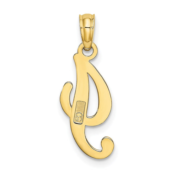 Million Charms 10K Yellow Gold Themed Polished I Script Alphabet Letter Initial Charm