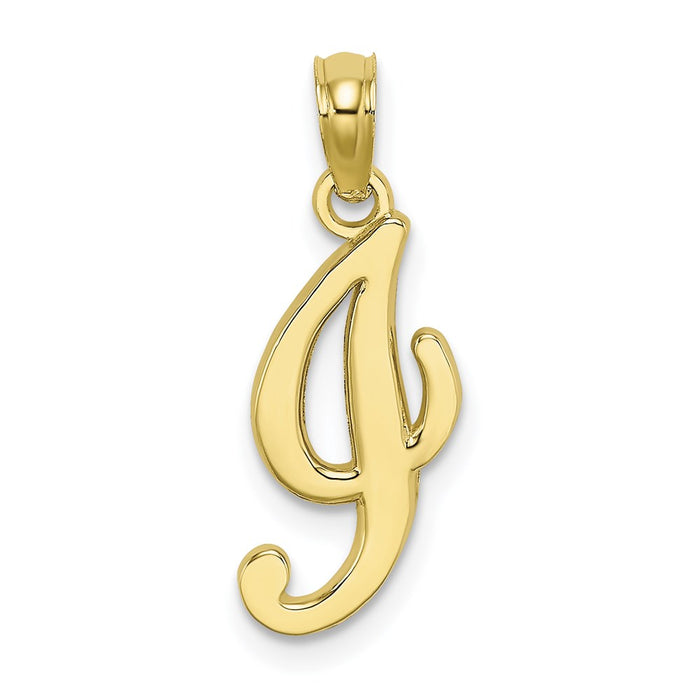 Million Charms 10K Yellow Gold Themed Polished I Script Alphabet Letter Initial Charm