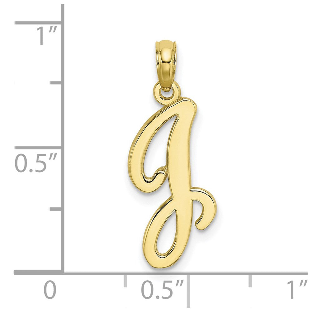 Million Charms 10K Yellow Gold Themed Polished J Script Alphabet Letter Initial Charm