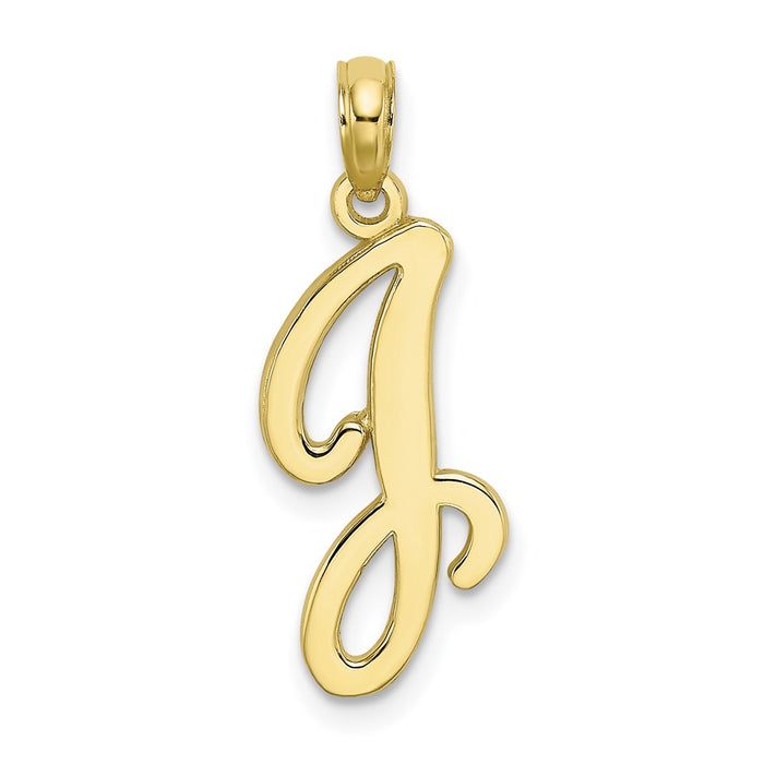 Million Charms 10K Yellow Gold Themed Polished J Script Alphabet Letter Initial Charm