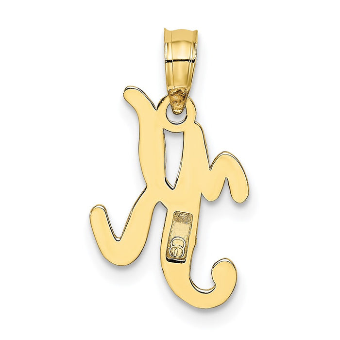 Million Charms 10K Yellow Gold Themed Polished K Script Alphabet Letter Initial Charm