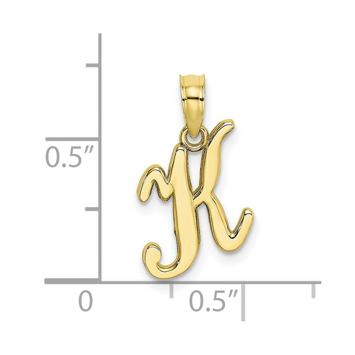 Million Charms 10K Yellow Gold Themed Polished K Script Alphabet Letter Initial Charm