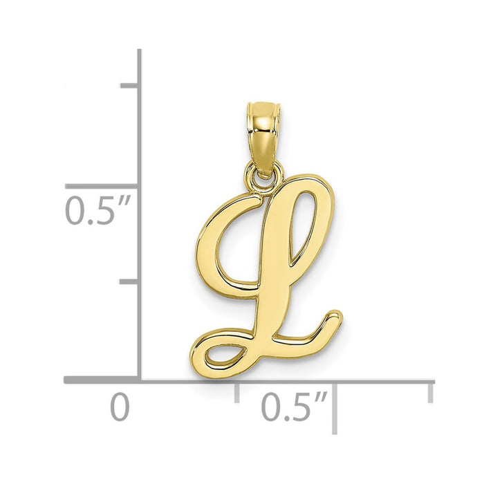 Million Charms 10K Yellow Gold Themed Polished L Script Alphabet Letter Initial Charm