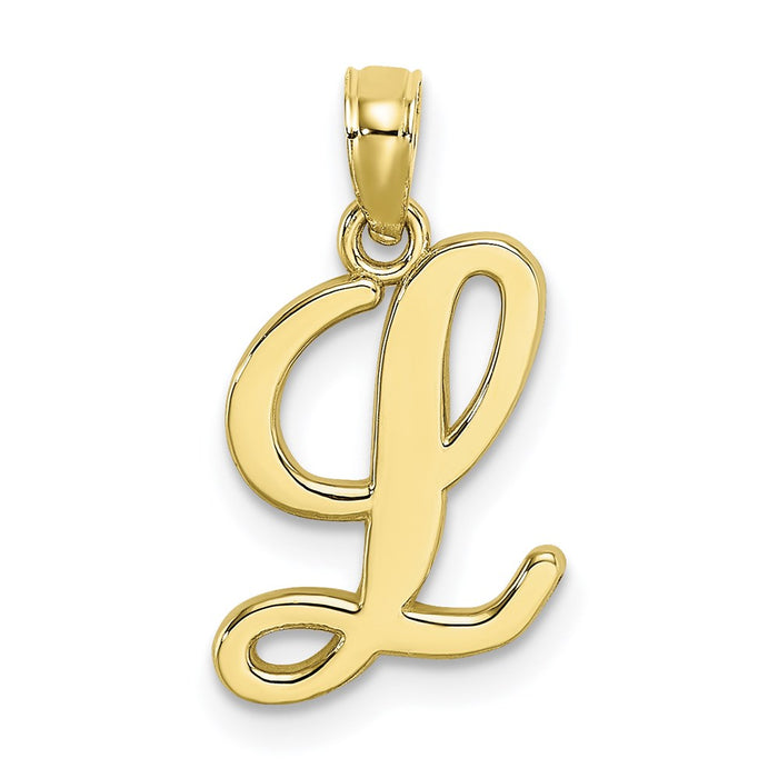 Million Charms 10K Yellow Gold Themed Polished L Script Alphabet Letter Initial Charm