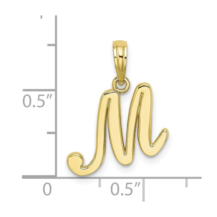 Million Charms 10K Yellow Gold Themed Polished M Script Alphabet Letter Initial Charm