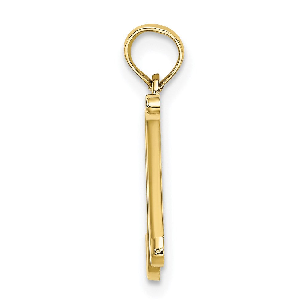 Million Charms 10K Yellow Gold Themed Polished N Script Alphabet Letter Initial Charm