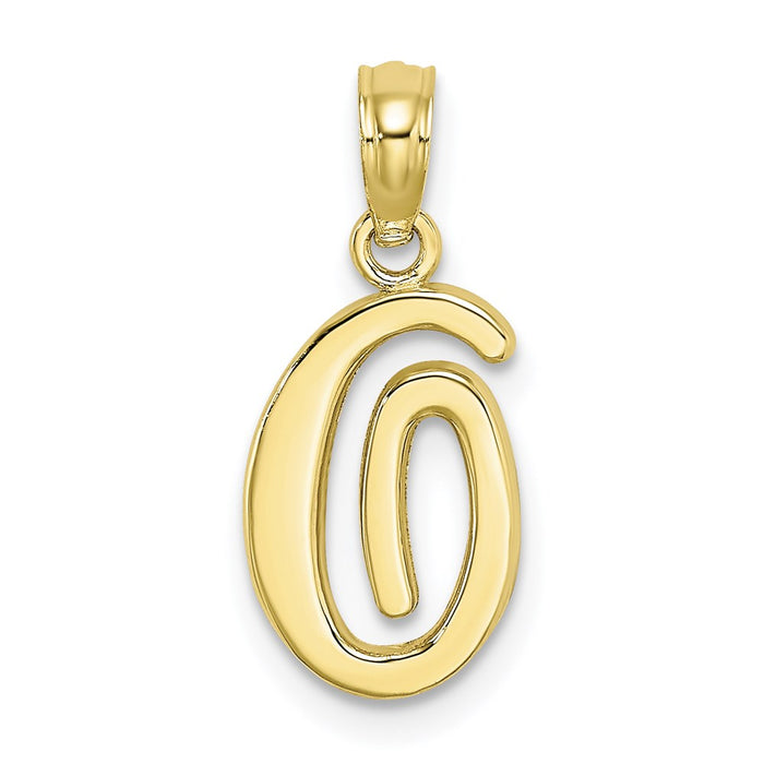 Million Charms 10K Yellow Gold Themed Polished O Script Alphabet Letter Initial Charm