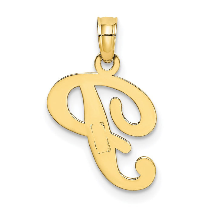 Million Charms 10K Yellow Gold Themed Polished P Script Alphabet Letter Initial Charm