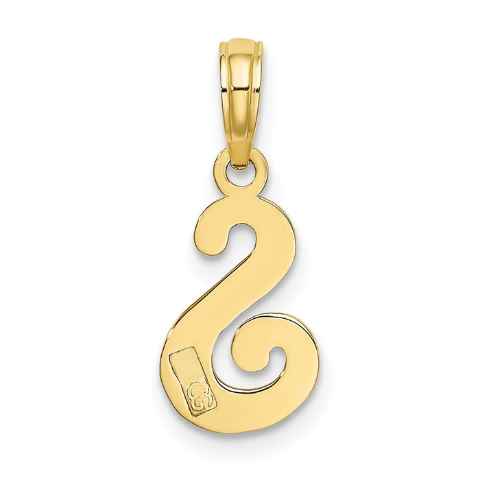 Million Charms 10K Yellow Gold Themed Polished S Script Alphabet Letter Initial Charm