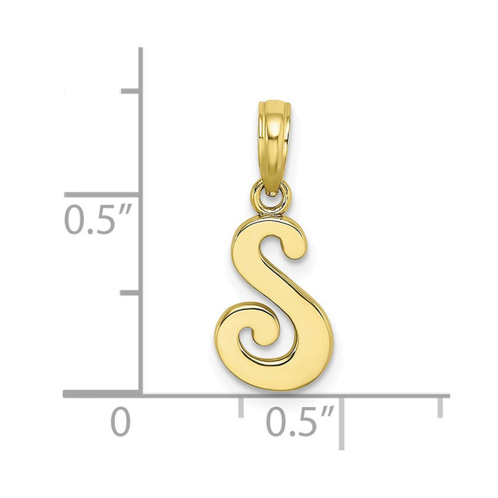 Million Charms 10K Yellow Gold Themed Polished S Script Alphabet Letter Initial Charm