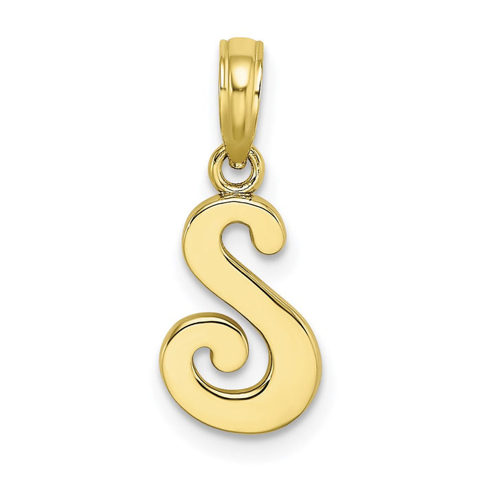 Million Charms 10K Yellow Gold Themed Polished S Script Alphabet Letter Initial Charm