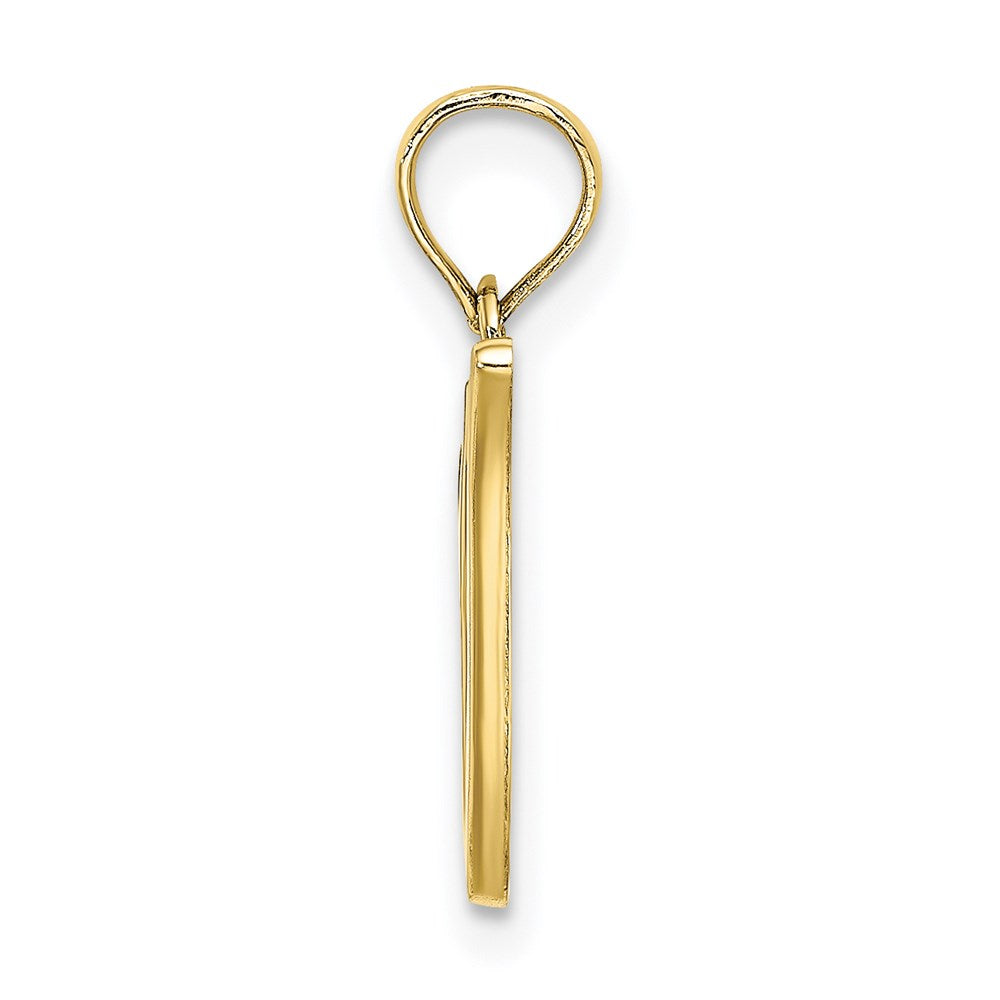 Million Charms 10K Yellow Gold Themed Polished V Script Alphabet Letter Initial Charm