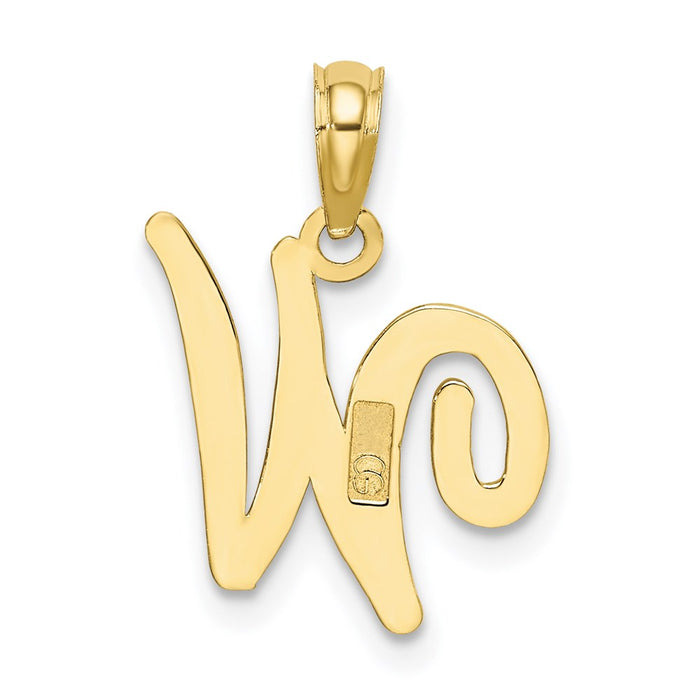 Million Charms 10K Yellow Gold Themed Polished W Script Alphabet Letter Initial Charm