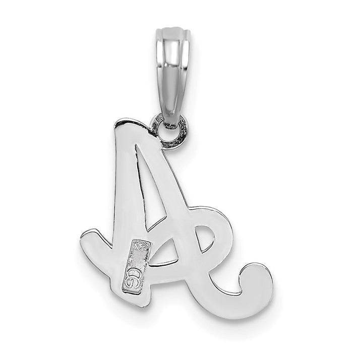 Million Charms 10K White Gold Themed Polished A Script Alphabet Letter Initial Charm