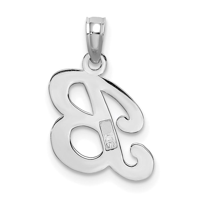 Million Charms 10K White Gold Themed Polished B Script Alphabet Letter Initial Charm