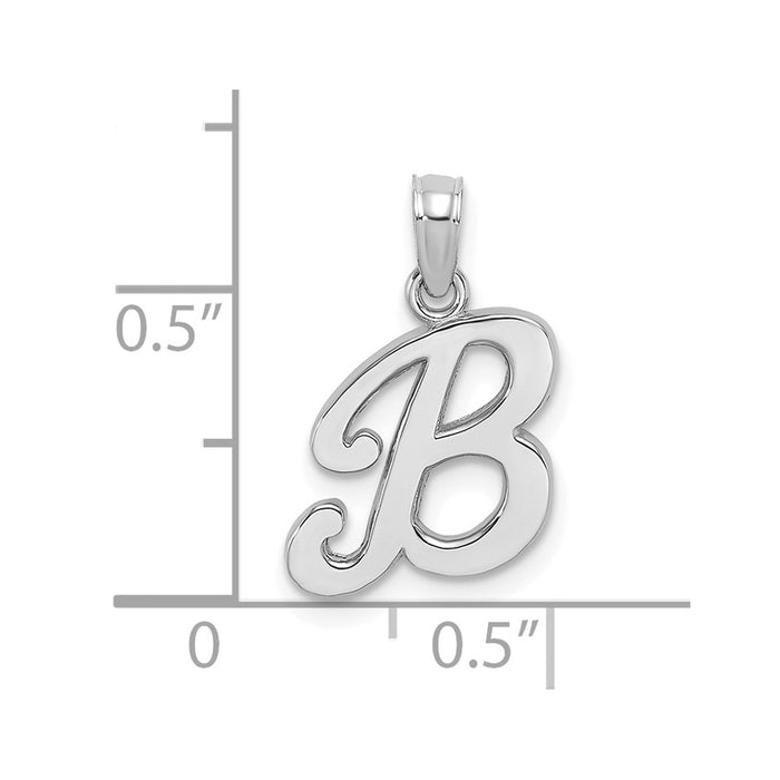 Million Charms 10K White Gold Themed Polished B Script Alphabet Letter Initial Charm