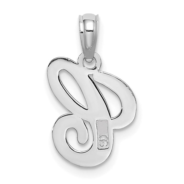 Million Charms 10K White Gold Themed Polished C Script Alphabet Letter Initial Charm