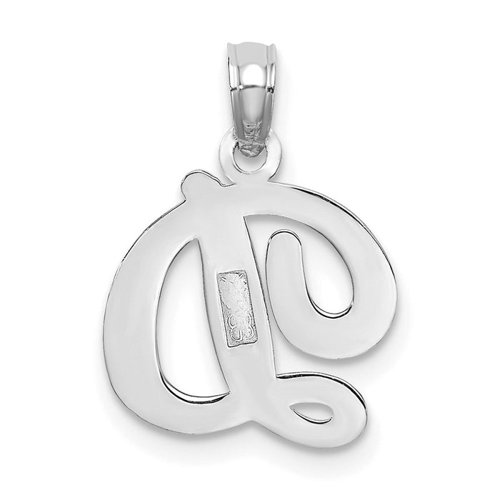 Million Charms 10K White Gold Themed Polished D Script Alphabet Letter Initial Charm