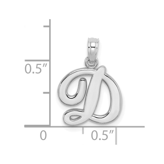 Million Charms 10K White Gold Themed Polished D Script Alphabet Letter Initial Charm