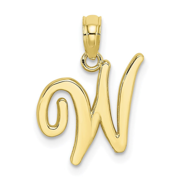 Million Charms 10K Yellow Gold Themed Polished W Script Alphabet Letter Initial Charm