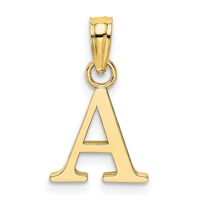 Million Charms 10K Yellow Gold Themed Polished A Block Alphabet Letter Initial Charm