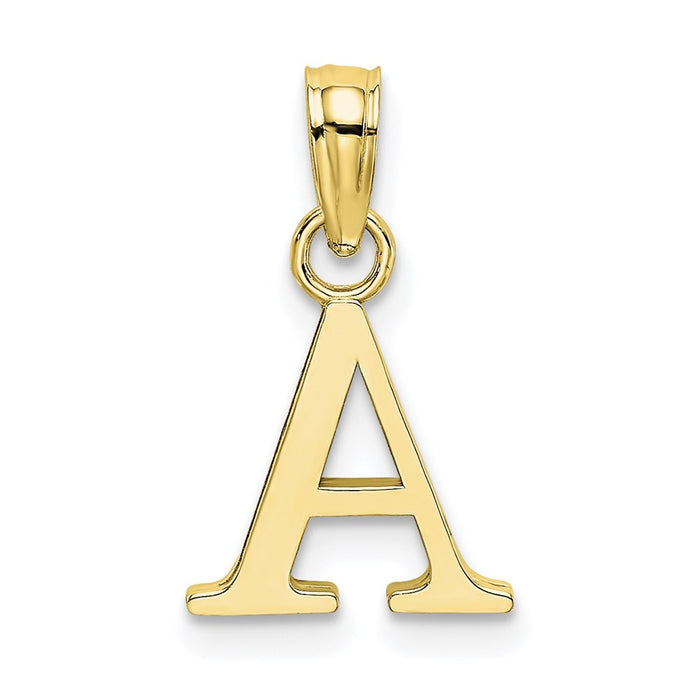 Million Charms 10K Yellow Gold Themed Polished A Block Alphabet Letter Initial Charm