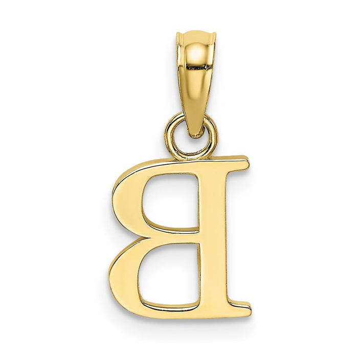 Million Charms 10K Yellow Gold Themed Polished B Block Alphabet Letter Initial Charm