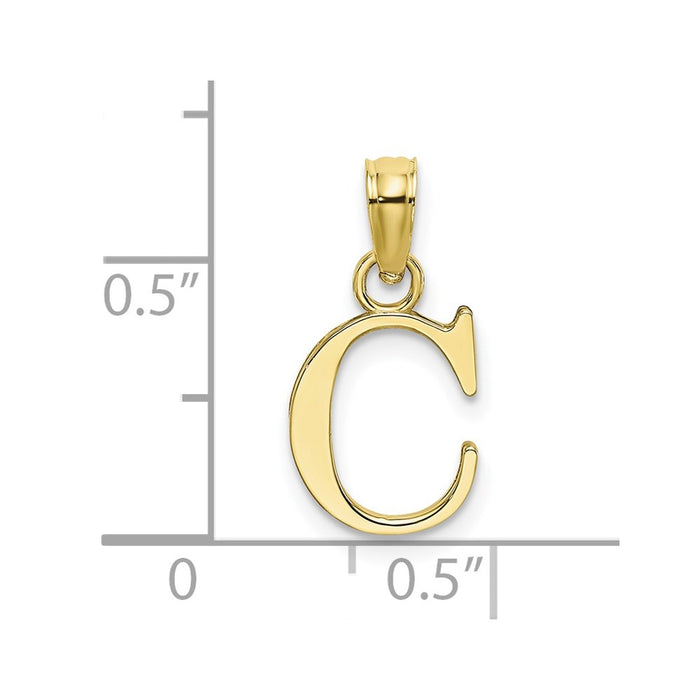 Million Charms 10K Yellow Gold Themed Polished C Block Alphabet Letter Initial Charm