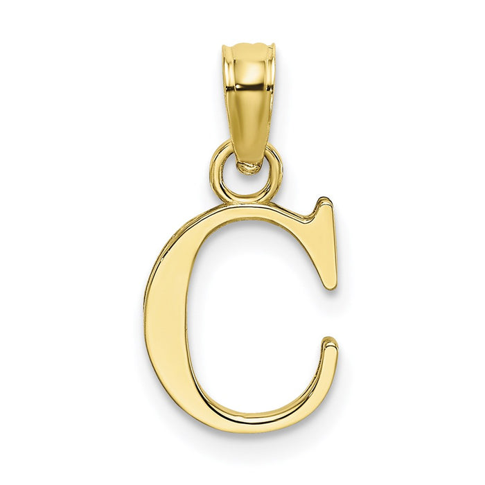 Million Charms 10K Yellow Gold Themed Polished C Block Alphabet Letter Initial Charm