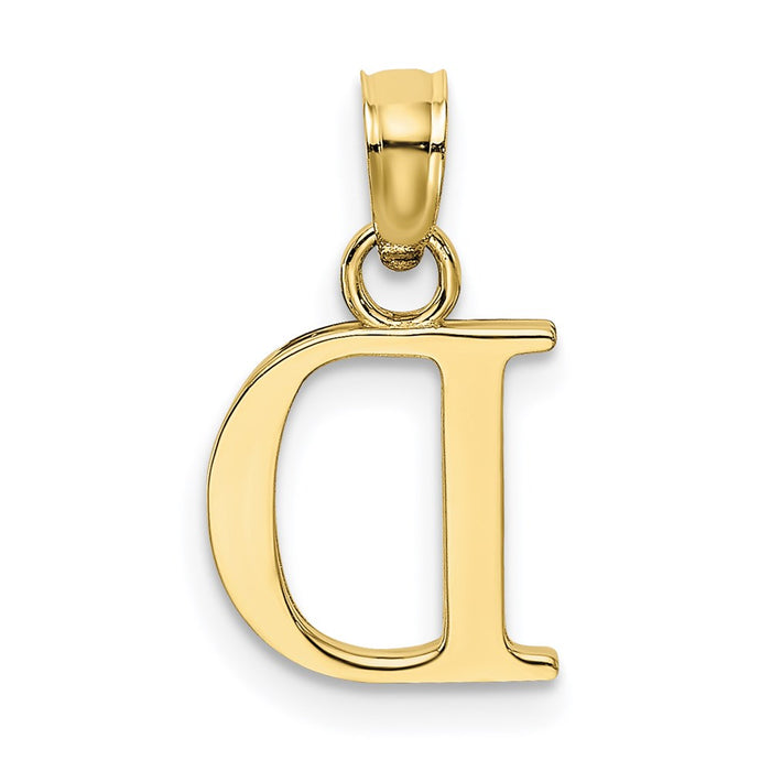 Million Charms 10K Yellow Gold Themed Polished D Block Alphabet Letter Initial Charm