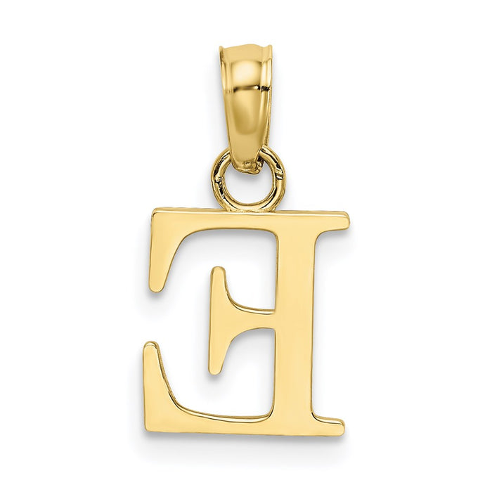 Million Charms 10K Yellow Gold Themed Polished E Block Alphabet Letter Initial Charm