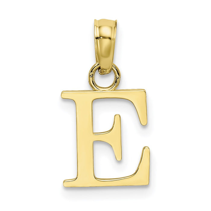 Million Charms 10K Yellow Gold Themed Polished E Block Alphabet Letter Initial Charm