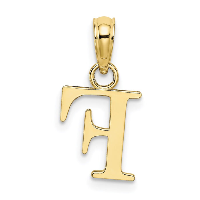 Million Charms 10K Yellow Gold Themed Polished F Block Alphabet Letter Initial Charm