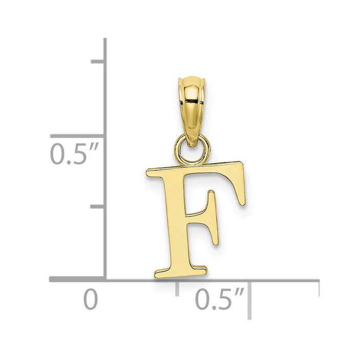 Million Charms 10K Yellow Gold Themed Polished F Block Alphabet Letter Initial Charm